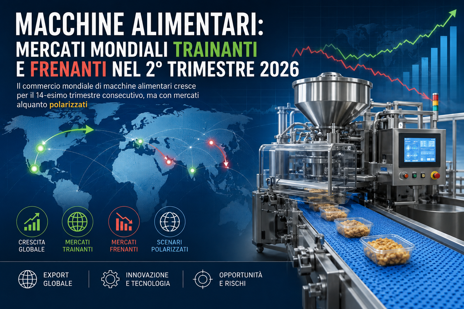 Export mondiale di macchine alimentari nel 2° trimestre 2026