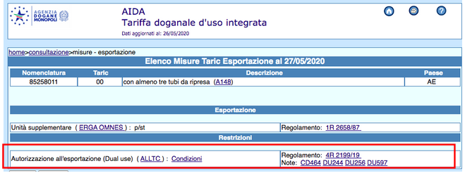 Ricerca codice dual use: passo 2