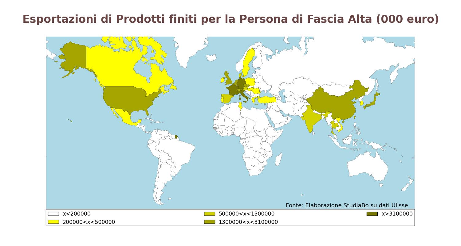 Esportazioni Sistema Moda Persona di Fascia Alta di prezzo (dati 2012; fonte: Sistema Informativo Ulisse) 