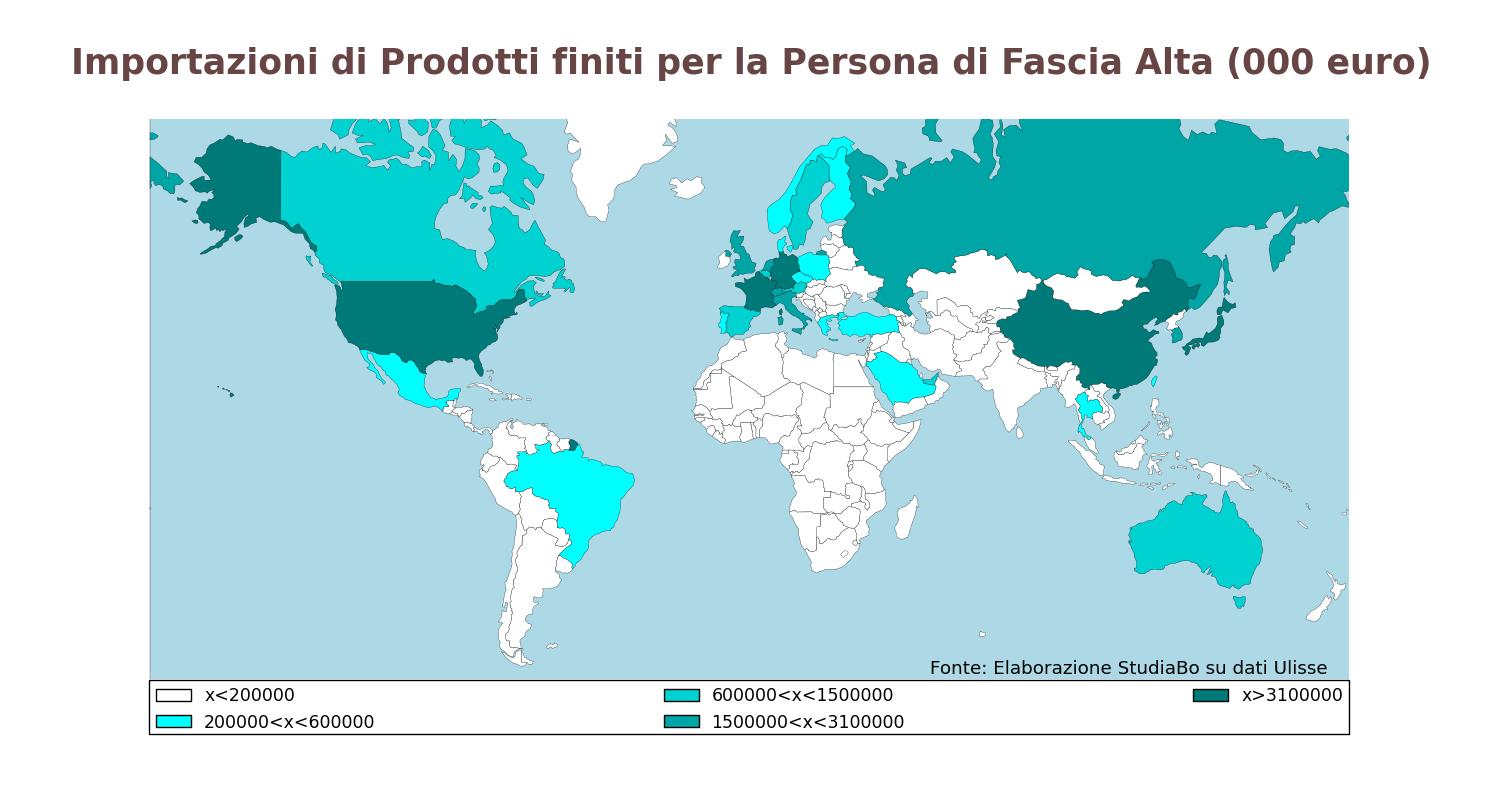 Domanda Mondiale Sistema Moda Persona di Fascia Alta di prezzo (dati 2012; fonte: Sistema Informativo Ulisse)