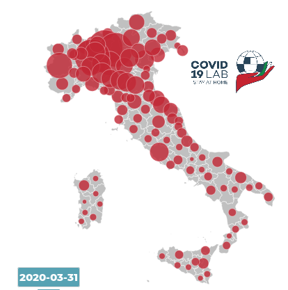 Mappa casi confermati Covid-19 Italia al 31/3/2020